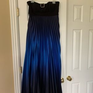 Floor Length Accordion Skirt Halter Top Prom Dress